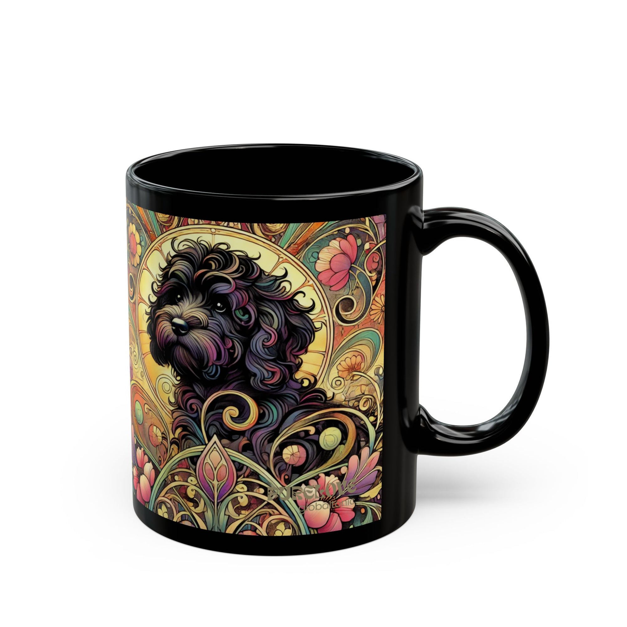 Black Cavoodle Cockapoo Dog Lover Black Mug – Vintage Pet Themed Cup for Gifts & Home Decor