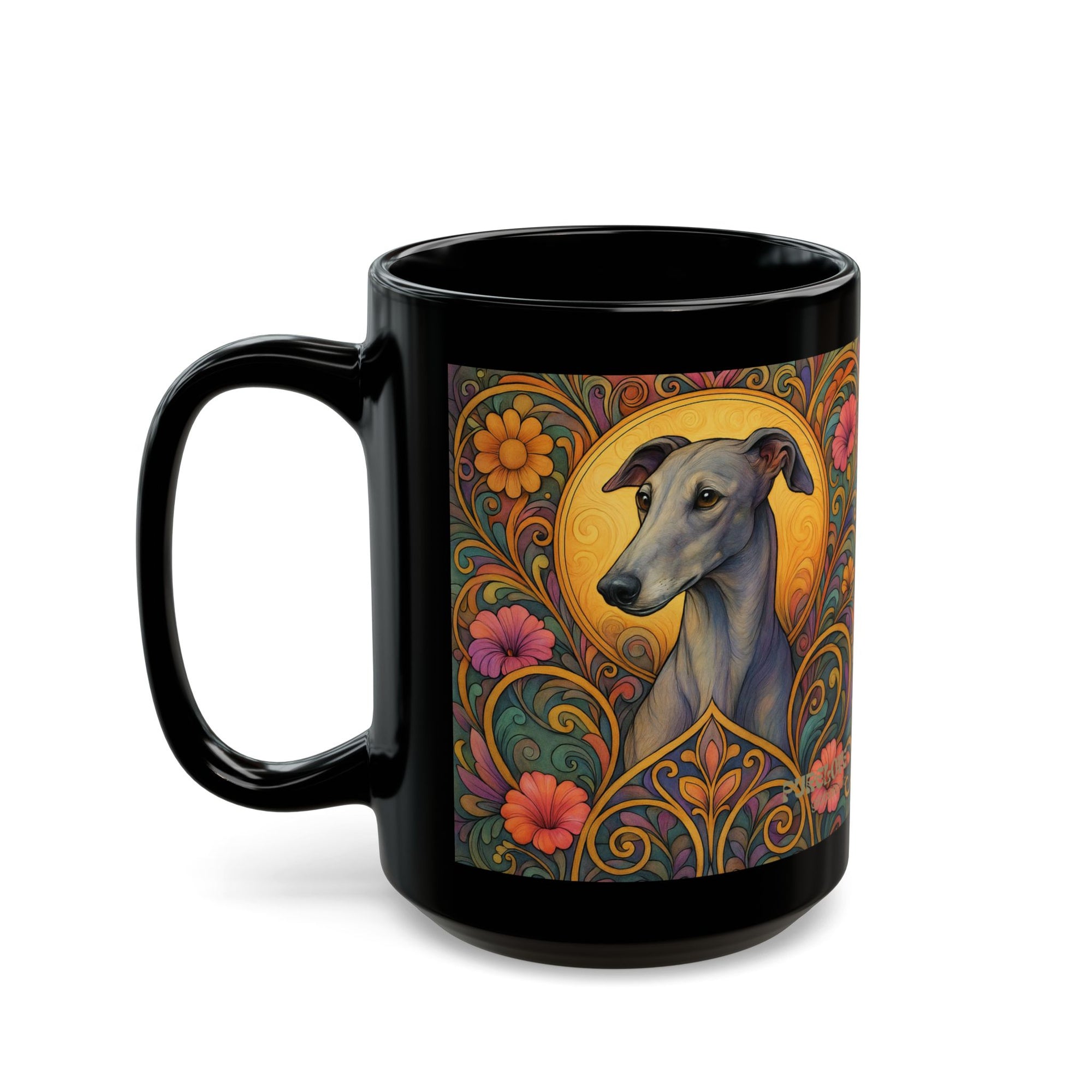 Greyhound Dog Lover Black Mug – Vintage Pet Themed Cup for Gifts & Home Decor