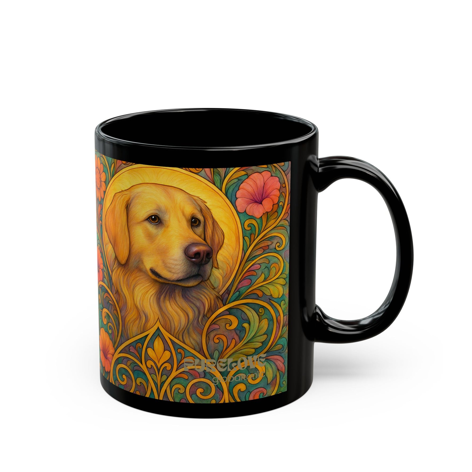 Golden Retriever Dog Lover Black Mug – Vintage Pet Themed Cup for Gifts & Home Decor