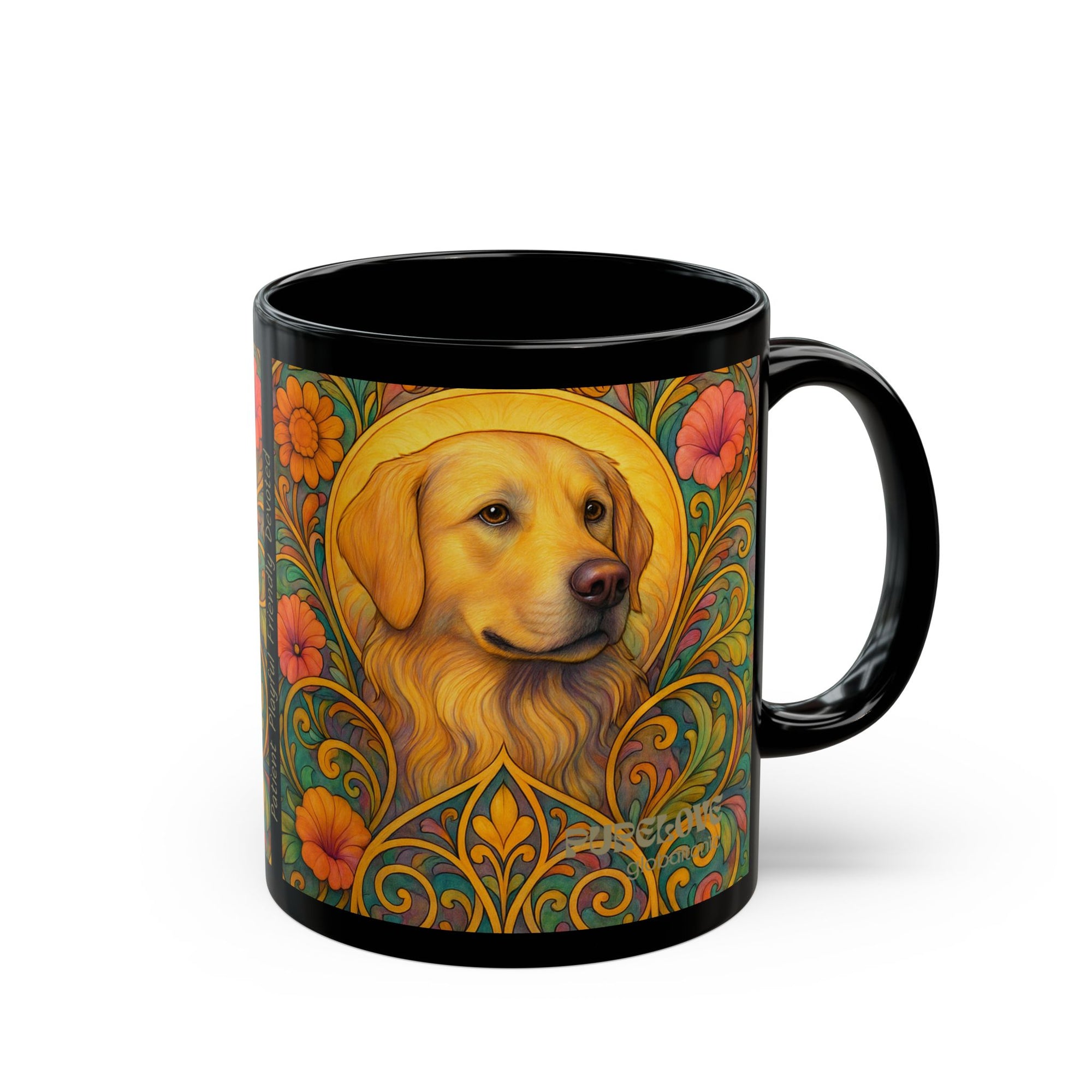 Golden Retriever Dog Lover Black Mug – Vintage Pet Themed Cup for Gifts & Home Decor