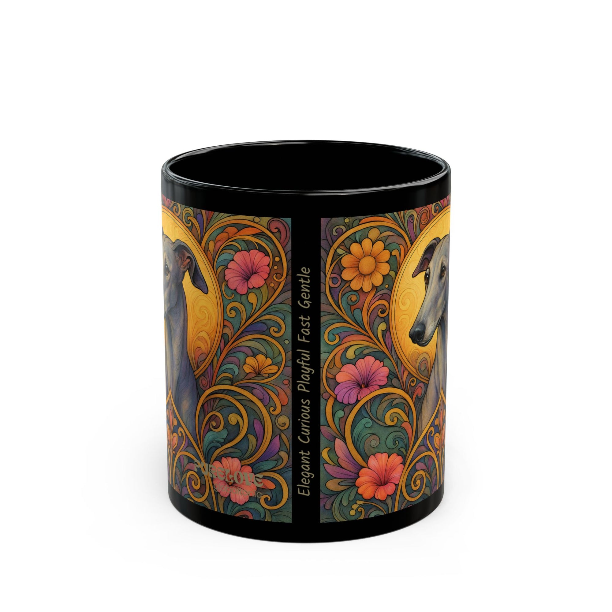 Greyhound Dog Lover Black Mug – Vintage Pet Themed Cup for Gifts & Home Decor