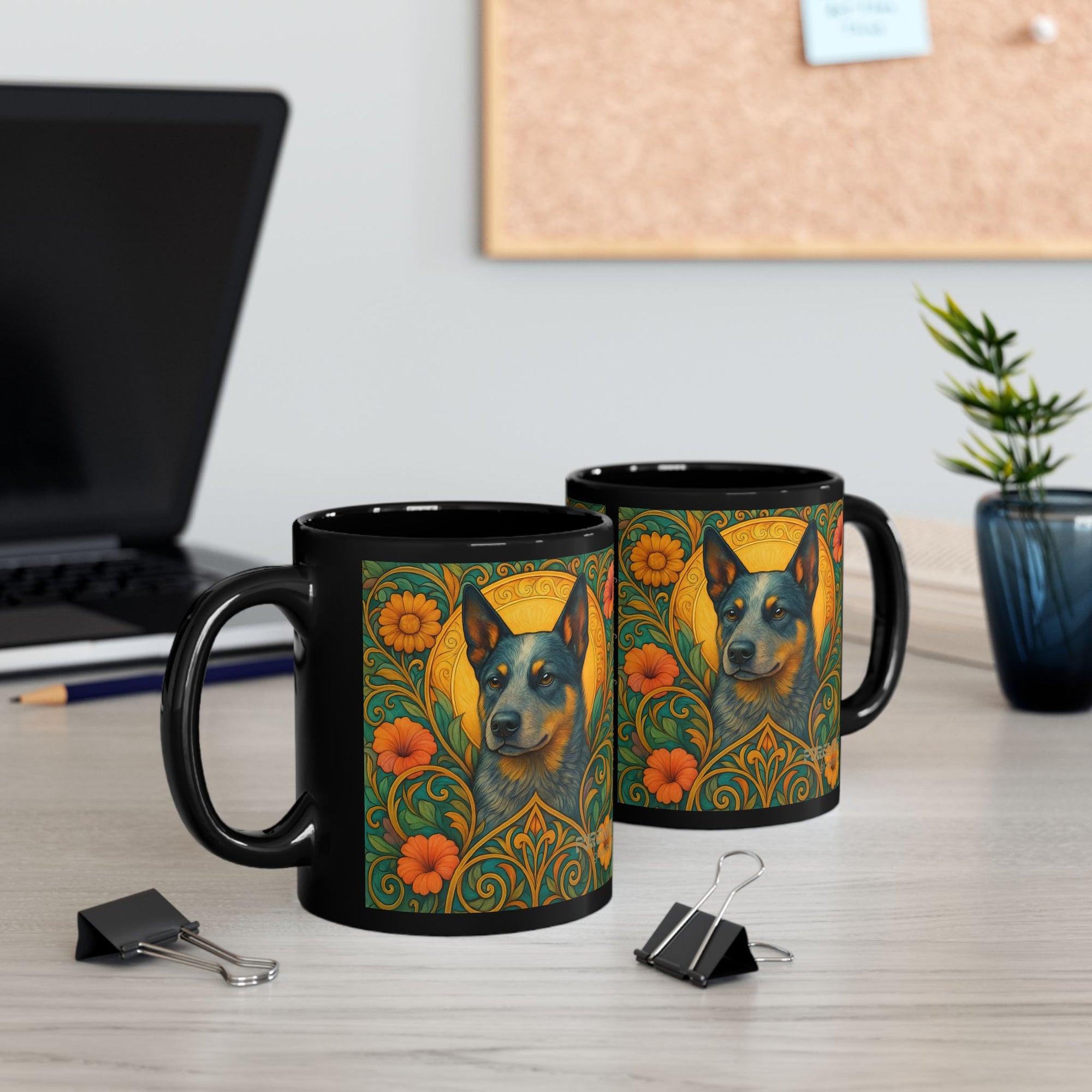 Blue Heeler Cattle Dog Lover Black Mug – Vintage Pet-Themed Cup for Birthdays & Home Decor