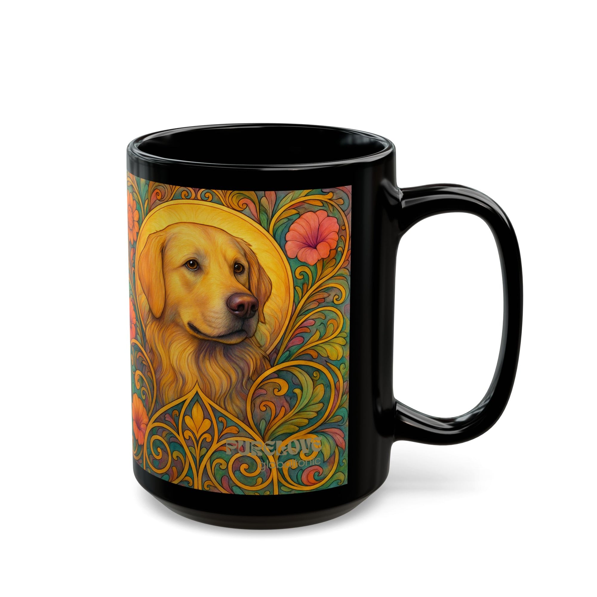 Golden Retriever Dog Lover Black Mug – Vintage Pet Themed Cup for Gifts & Home Decor