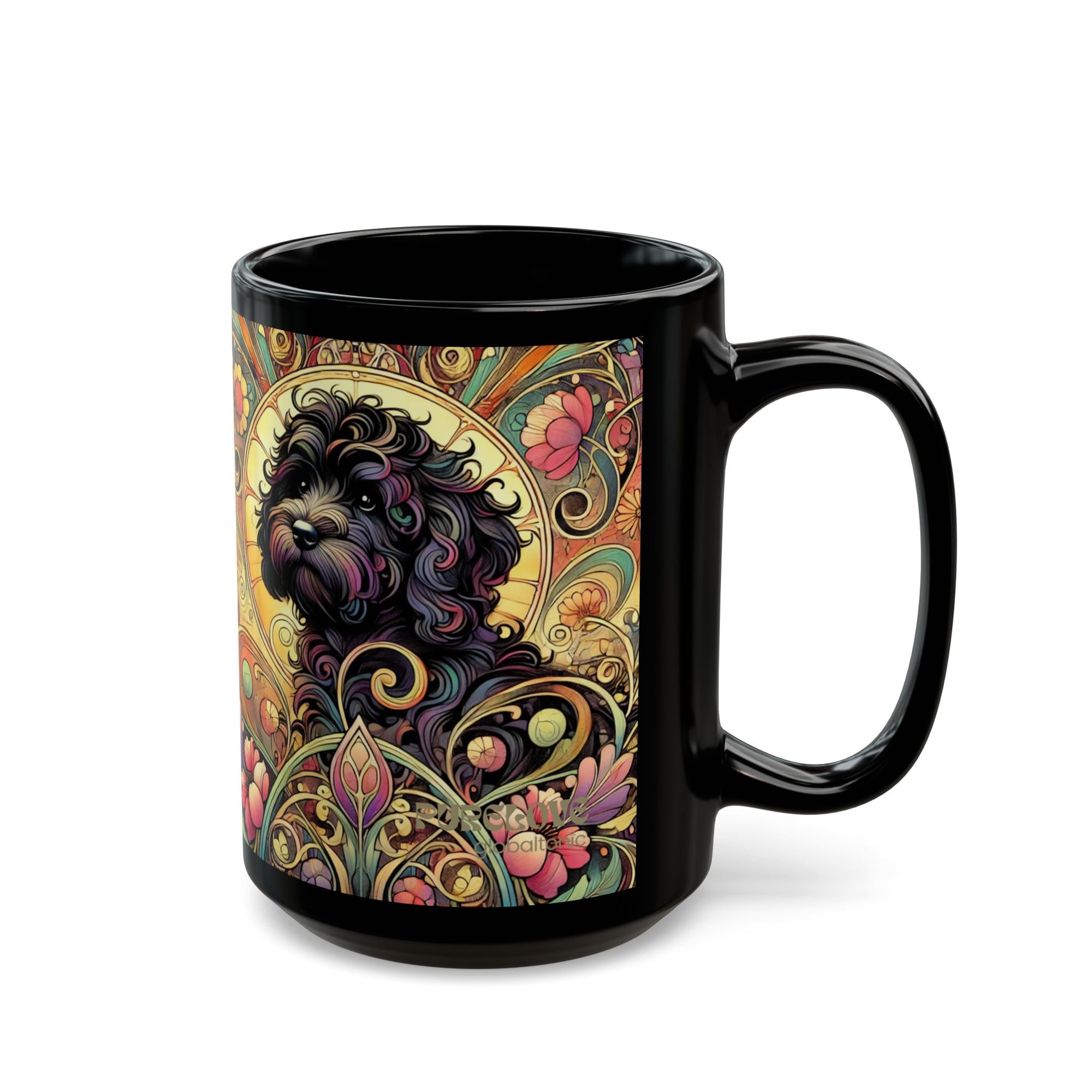 Black Cavoodle Cockapoo Dog Lover Black Mug – Vintage Pet Themed Cup for Gifts & Home Decor
