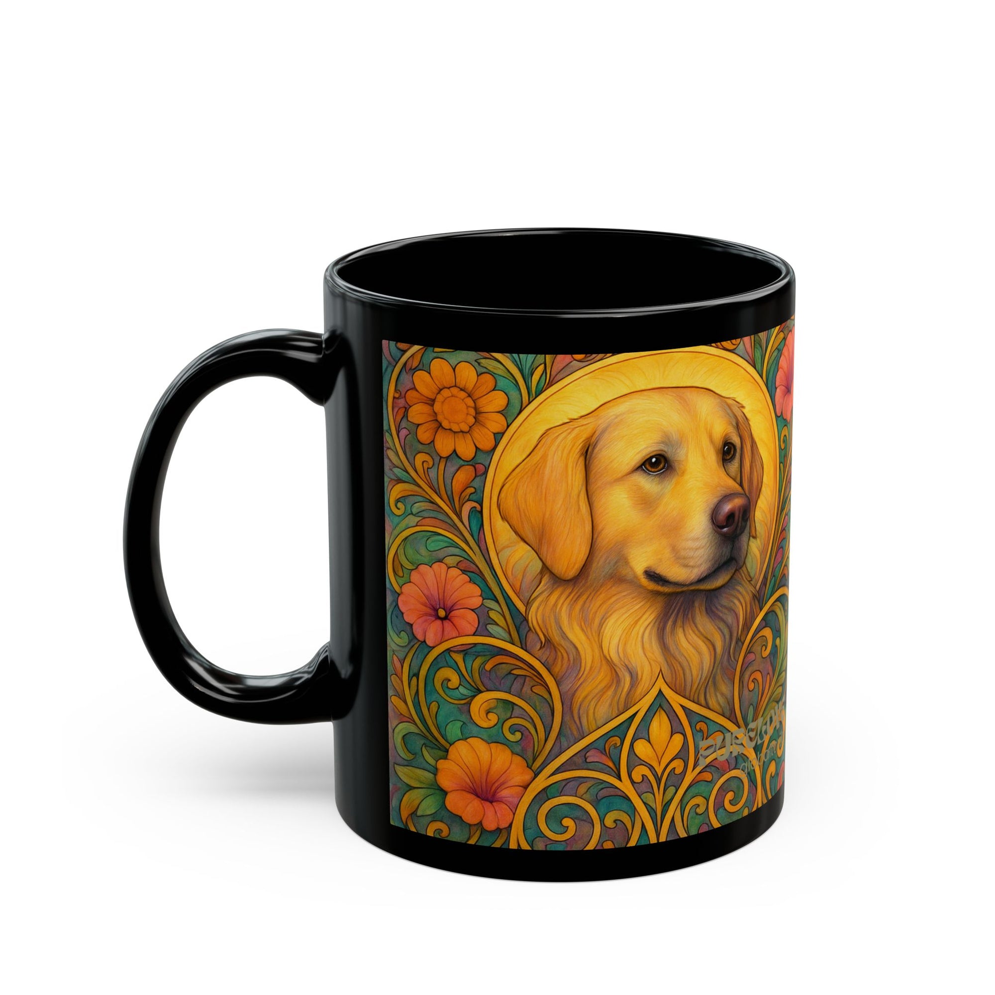 Golden Retriever Dog Lover Black Mug – Vintage Pet Themed Cup for Gifts & Home Decor