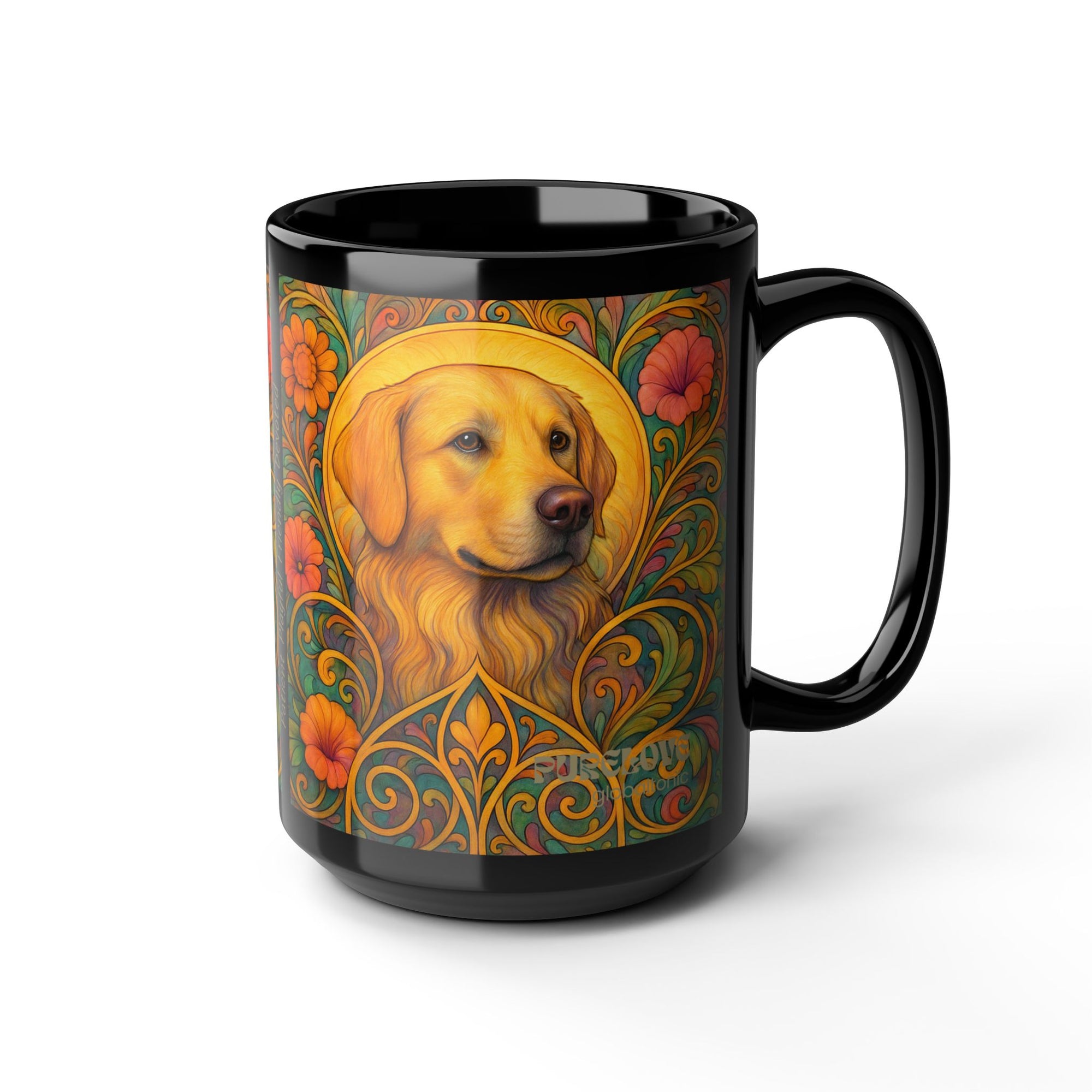 Golden Retriever Dog Lover Black Mug – Vintage Pet Themed Cup for Gifts & Home Decor