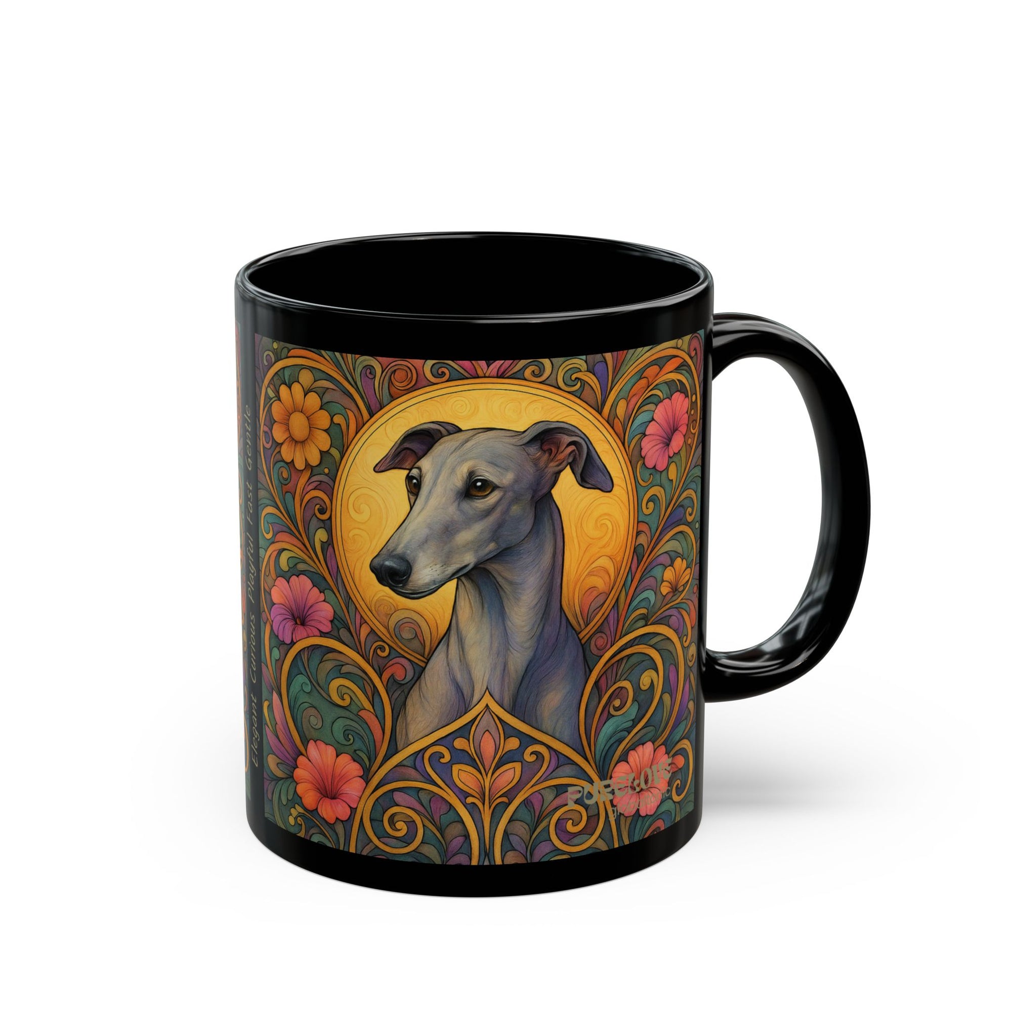 Greyhound Dog Lover Black Mug – Vintage Pet Themed Cup for Gifts & Home Decor