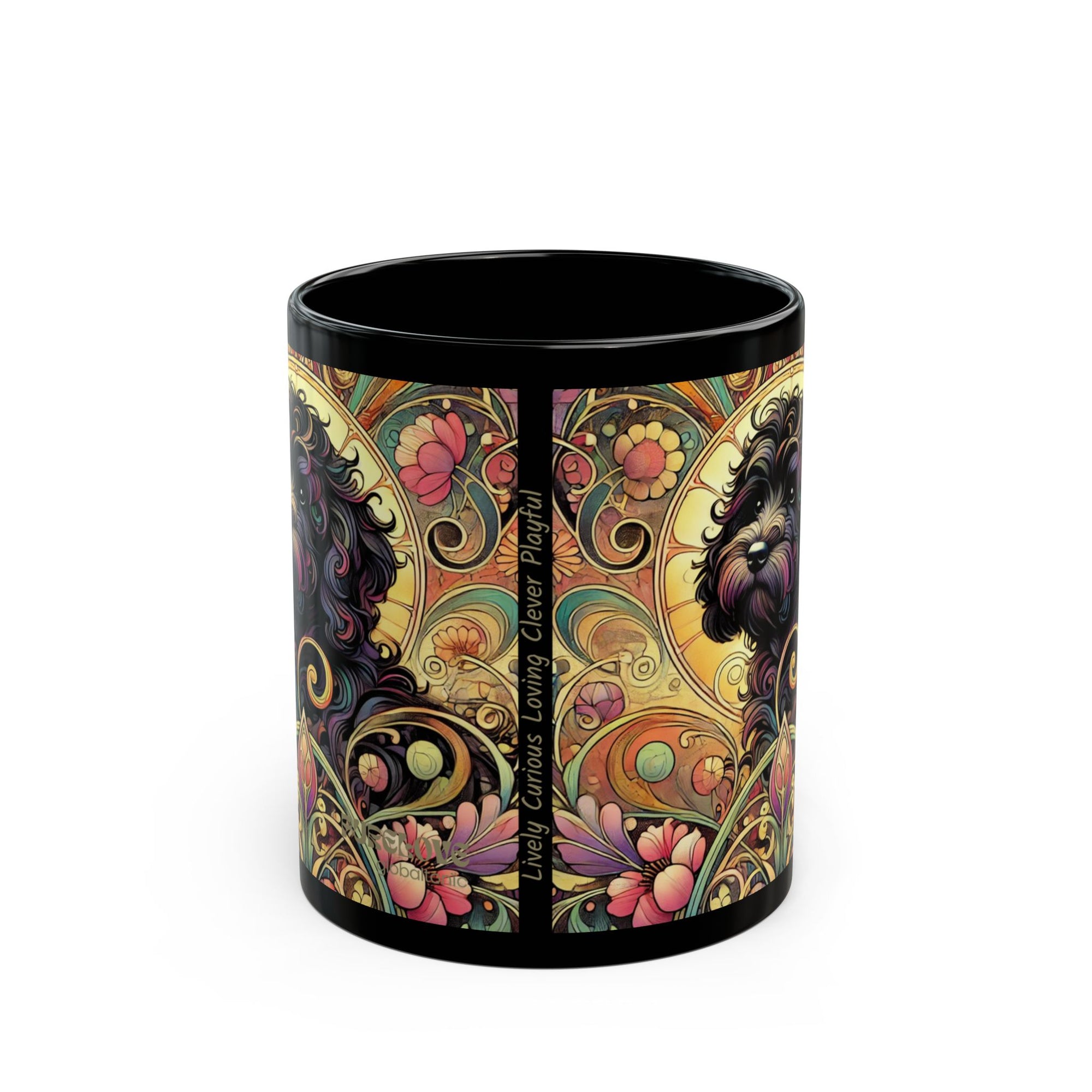 Black Cavoodle Cockapoo Dog Lover Black Mug – Vintage Pet Themed Cup for Gifts & Home Decor