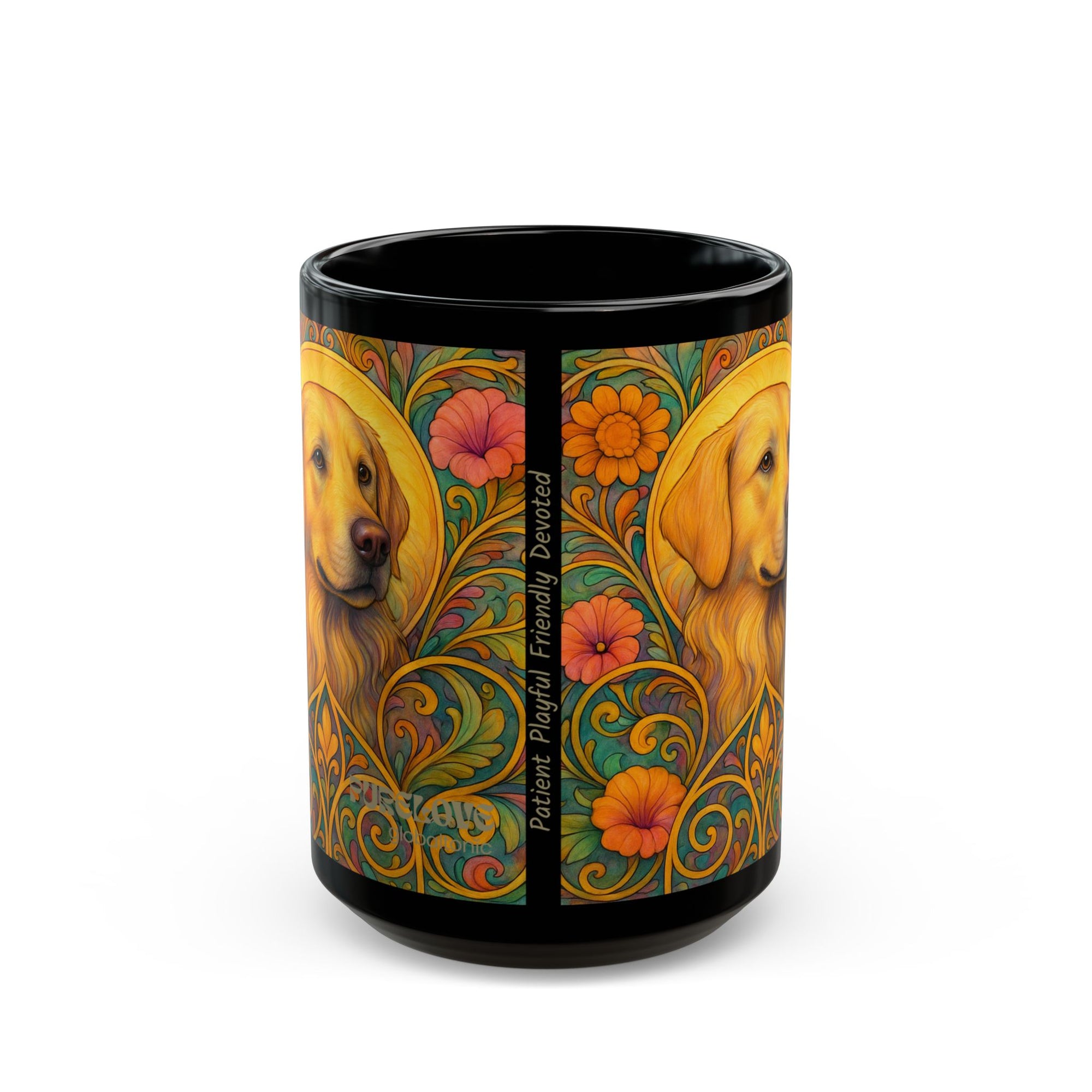 Golden Retriever Dog Lover Black Mug – Vintage Pet Themed Cup for Gifts & Home Decor