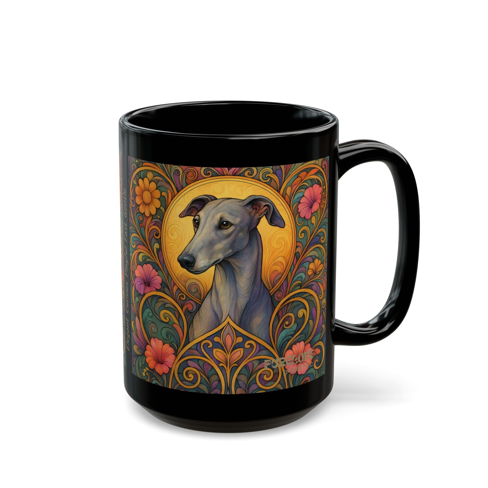 Greyhound Dog Lover Black Mug – Vintage Pet Themed Cup for Gifts & Home Decor