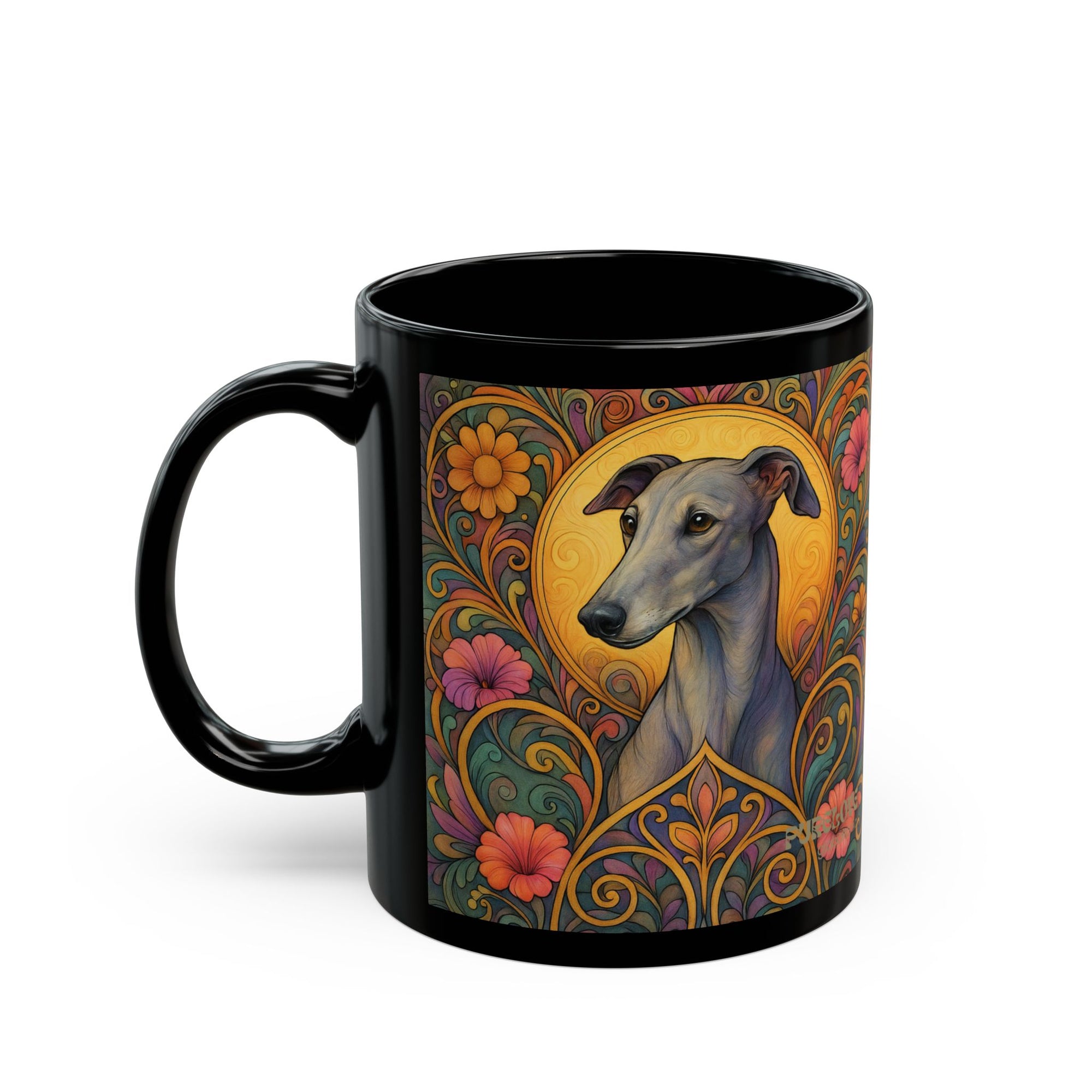 Greyhound Dog Lover Black Mug – Vintage Pet Themed Cup for Gifts & Home Decor