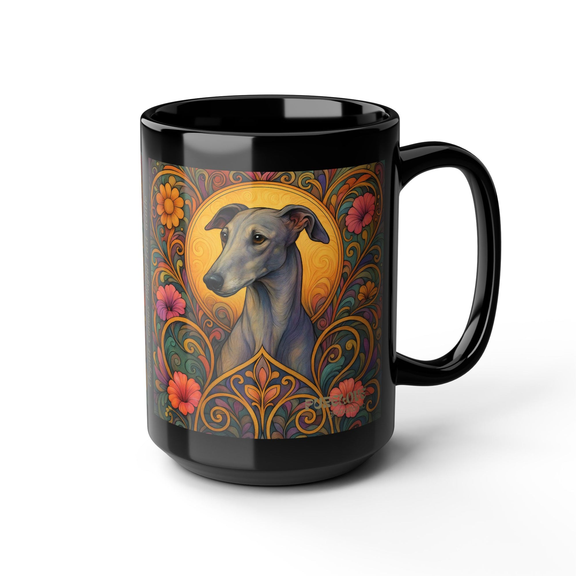 Greyhound Dog Lover Black Mug – Vintage Pet Themed Cup for Gifts & Home Decor