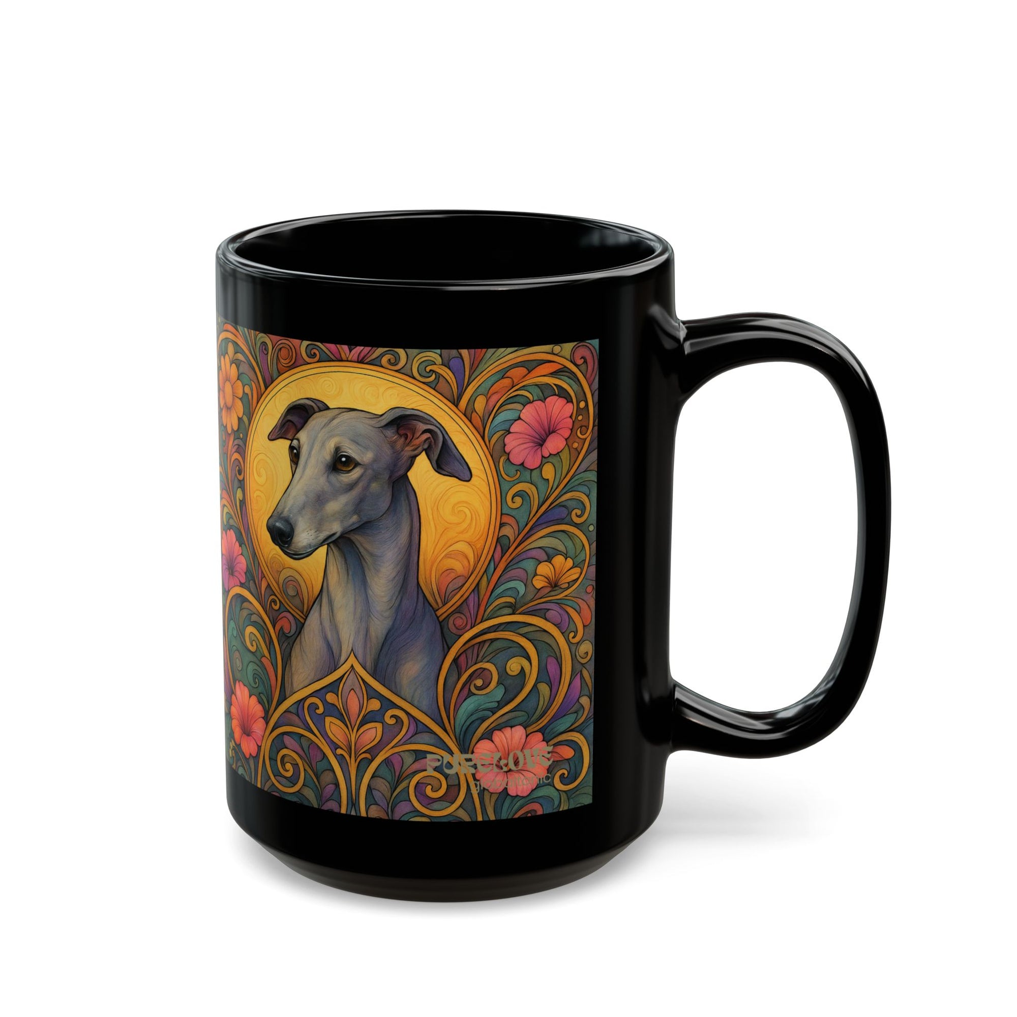 Greyhound Dog Lover Black Mug – Vintage Pet Themed Cup for Gifts & Home Decor