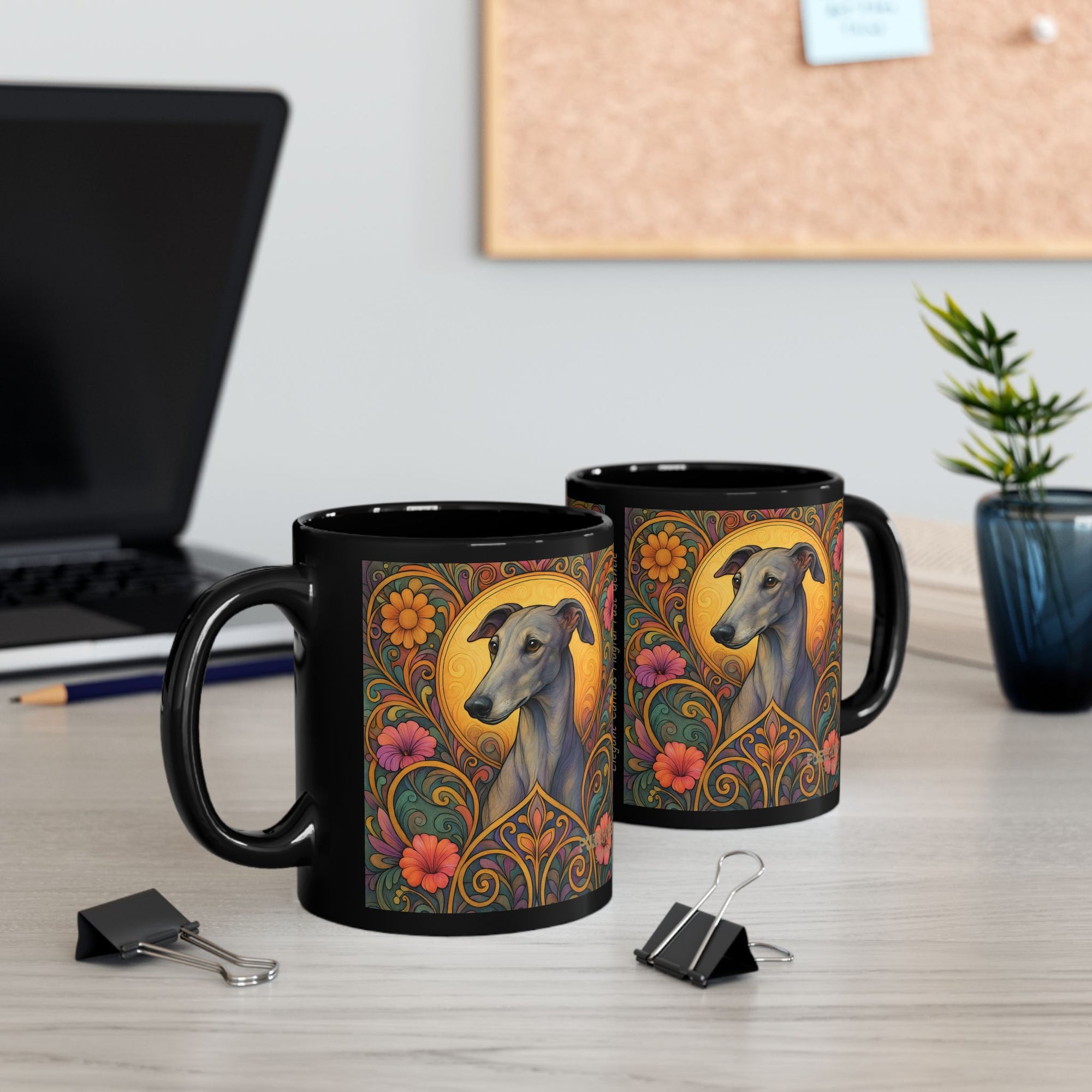 Greyhound Dog Lover Black Mug – Vintage Pet Themed Cup for Gifts & Home Decor