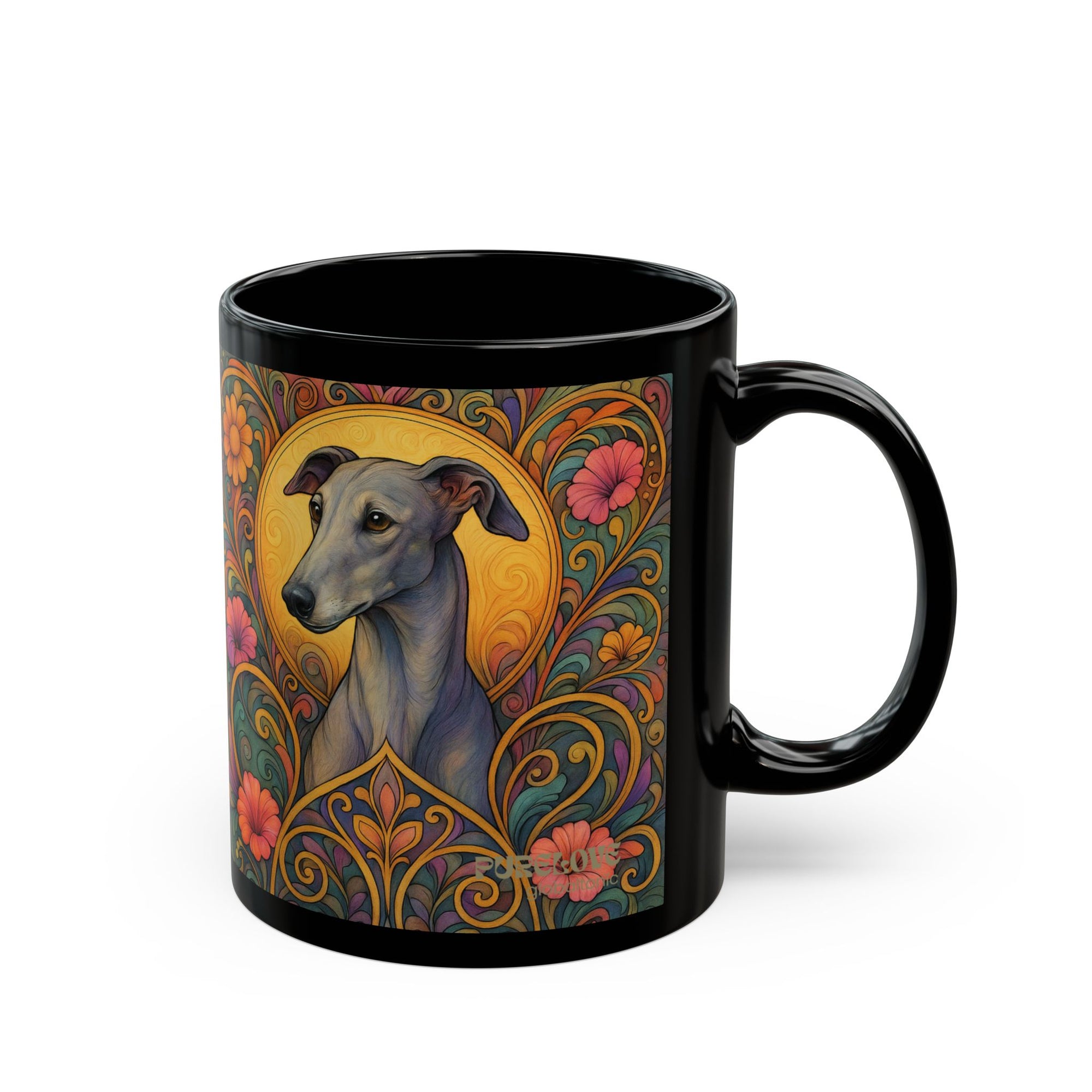 Greyhound Dog Lover Black Mug – Vintage Pet Themed Cup for Gifts & Home Decor