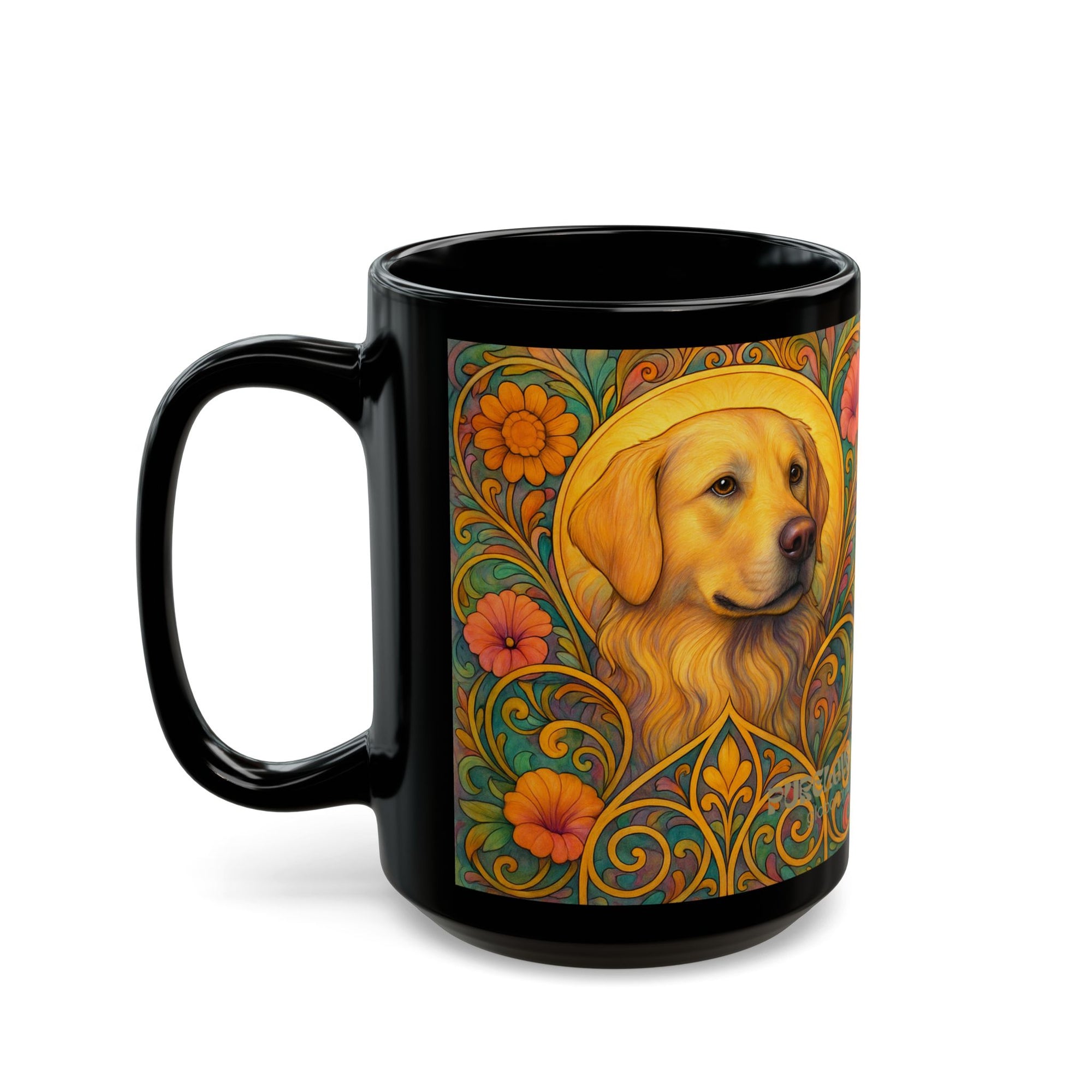 Golden Retriever Dog Lover Black Mug – Vintage Pet Themed Cup for Gifts & Home Decor